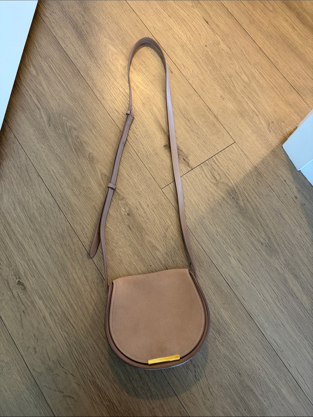 Cuyana Saddle Crossbody Bag in dusty rose